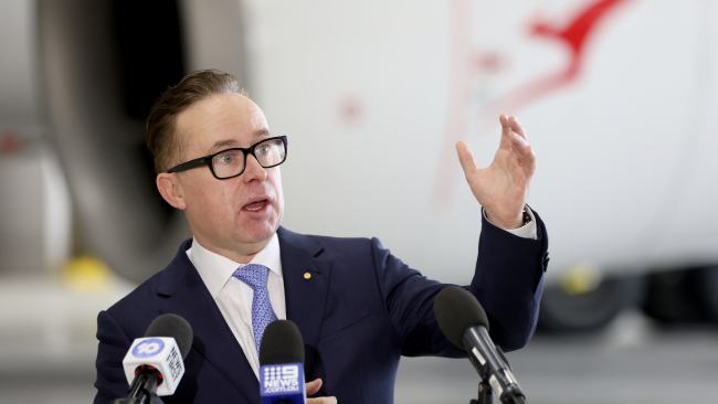 The Transport Workers Union is renewing calls for Qantas CEO Alan Joyce and the airline's entire management team to resign in the wake of a new survey of outsourced ground crew. Picture: NCA NewsWire / Damian Shaw.