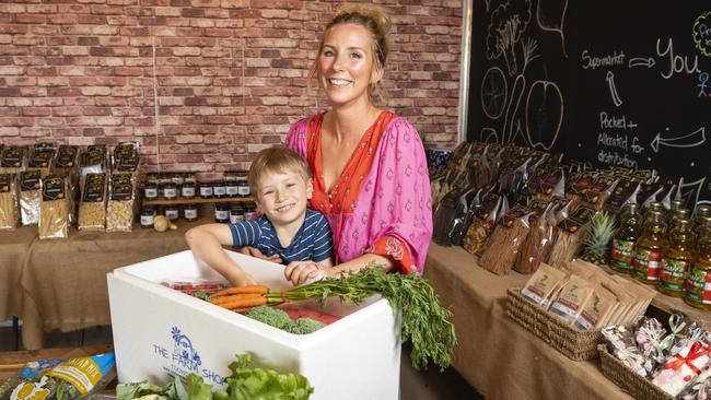 Indea Weisfelt of The Farm Shop with her son Heath. Picture: Kevin Farmer