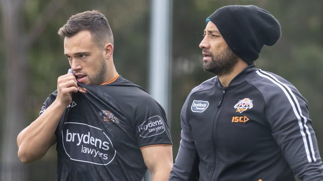 Luke Brooks and incoming coach Benji Marshall (AAP/Craig Golding)