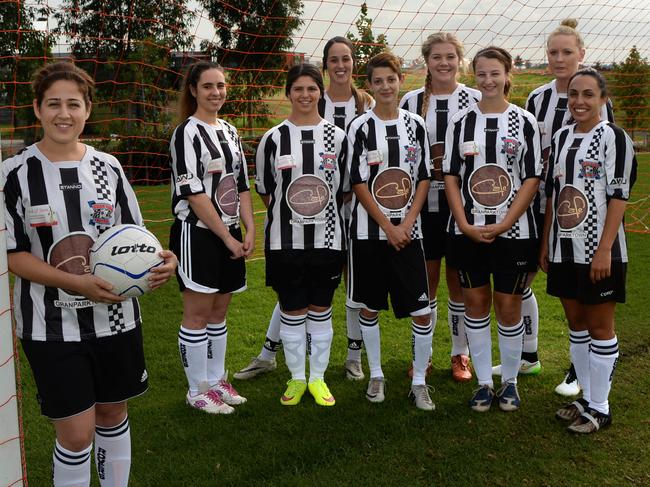 Oran Park Rovers female soccer club is applying for a $1500 grant from a Thermoskin competition.Team photo with captain Stephanie Papandrea [front]. Playing against Mt annan Mustangs. Pics Ian Svegovic