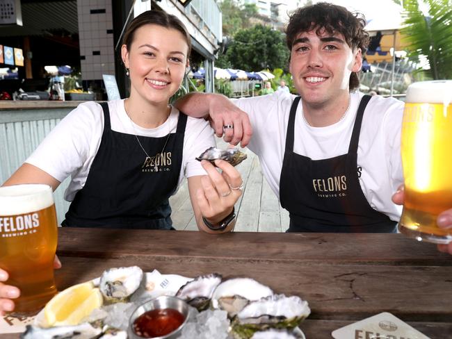 L to R, Anais Jubb from St Lucia with Riley Sears from Morningside, HSW's sustainability program, which has been nominated for the Lord Mayor's Business Awards, Boundary St, Brisbane, on Monday 17th October 2022 - Photo Steve Pohlner