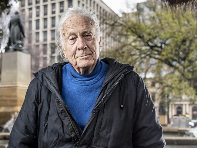 Tasmania's most famous living historian Henry Reynolds for his new book Tongerlongeter photographed in Franklin Square where Tongerlongeter met with Gov Arthur. Picture Eddie Safarik