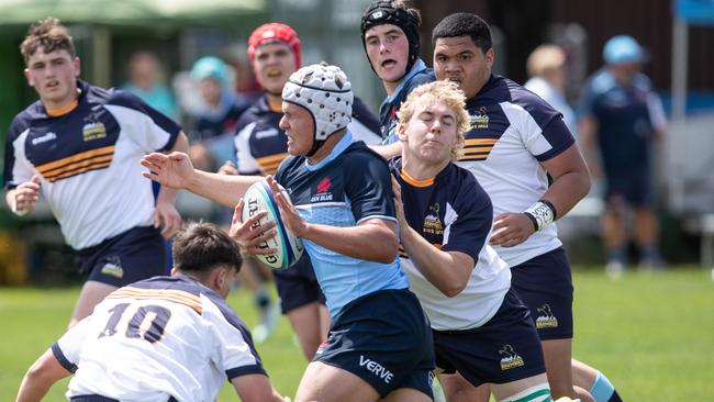 Heath Turner in the NSW Waratahs Gen Blue U16 match against the ACT Brumbies in round two of the U16, U19 rugby championships 2022. Pic: Julian Andrews