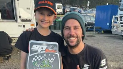 Carter Grother with 18 time national karting champion David Sera. Picture: Go Carter Grother.