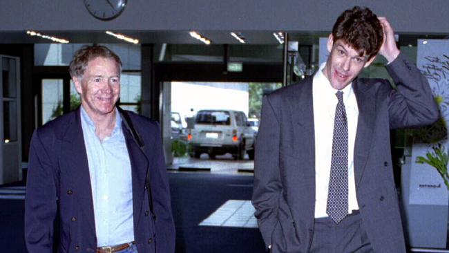 Bob Fulton and James Packer in Super League mode back in 1995.