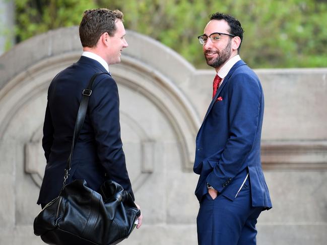 Eidan Havas (right) arrives at Downing Centre courts in Sydney. Picture: NCA NewsWire/Bianca De Marchi