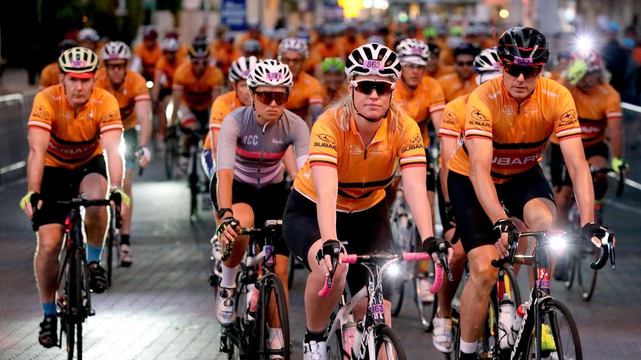 Riders at the start of the event at 6am. (AAP Image/Dean Martin)