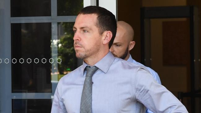 Zachary Rolfe leaves court in Darwin on Tuesday. Picture: (A)manda Parkinson