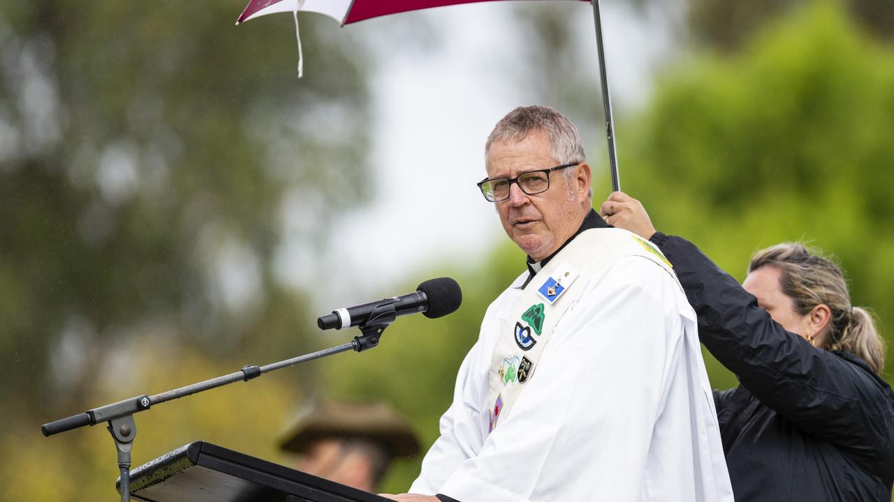 Major Brenton Fry during the Citizens Commemoration Service at the Mothers' Memorial on Anzac Day, Monday, April 25, 2022. Picture: Kevin Farmer