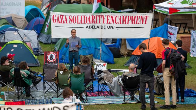 A pro-Palestine protest on the Adelaide University North Terrace campus. Picture: Naomi Jellicoe / NewsWire