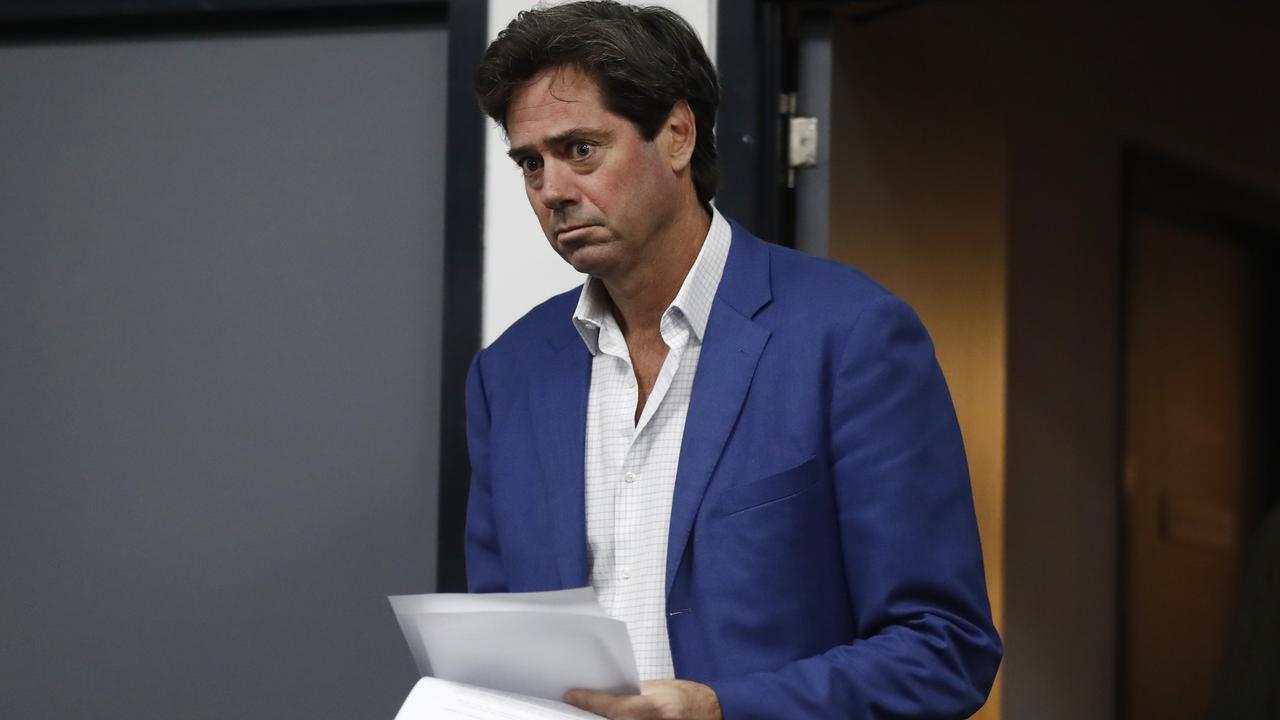 Gillon McLachlan faced the media last night. Picture: Getty Images