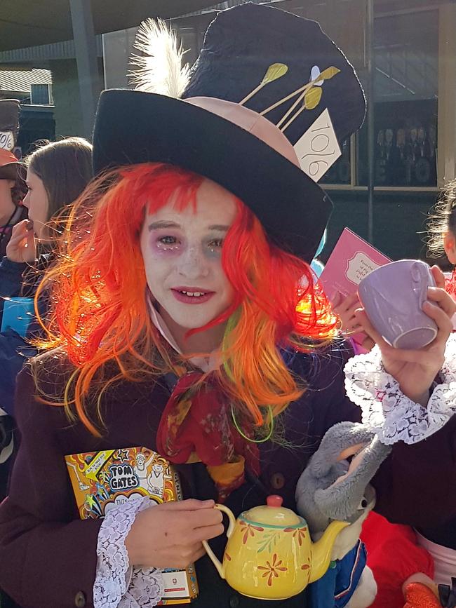 Caitlin dressed as The Mad Hatter.
