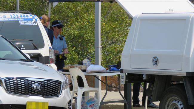 A crime scene at Tweed Heads Jack Evans Boat Harbour Park, where Mr Murray was found dead in a sleeping bag. Picture: Jodie Calcott.