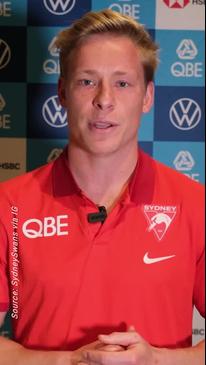 Toby Greene couldn't resist taking a lighthearted shot at Isaac Heeney after the Sydney star's suspension.