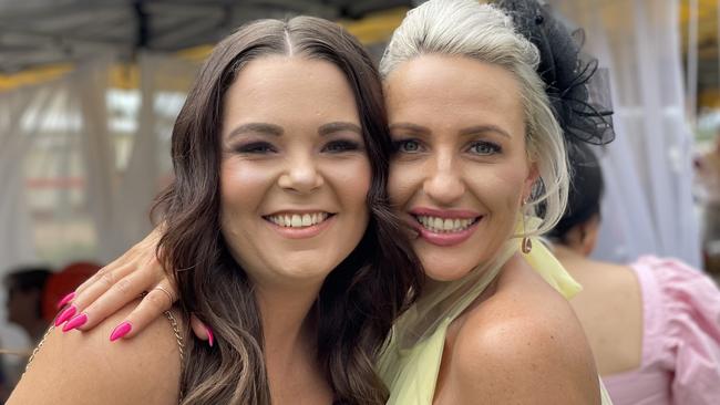 Tiffany Schroeder and Tiana Ollier at the Gympie races on Saturday November 25, 2023.