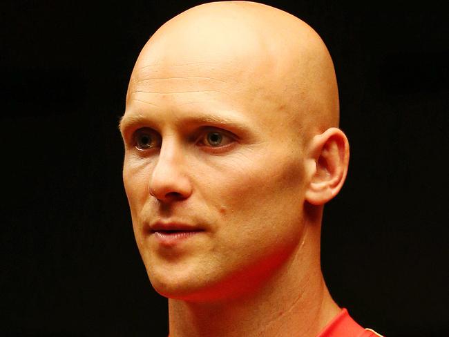 AFL Captains shoot, Gold Coast Suns' Gary Ablett with the Premiership cup. Picture : George Salpigtidis