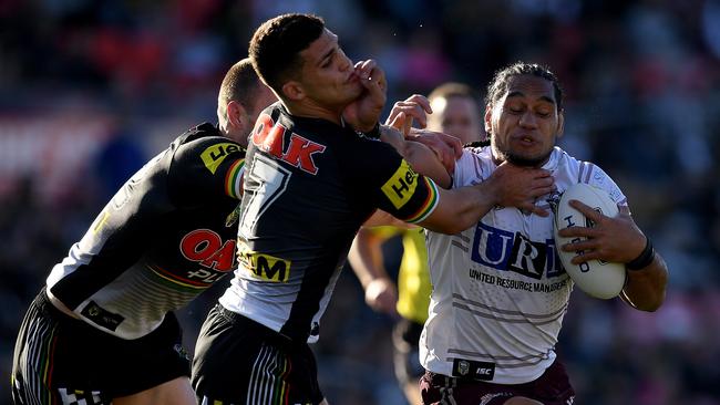 The Sea Eagles caused a major upset against the high flying Panthers. (AAP Image/Dan Himbrechts)