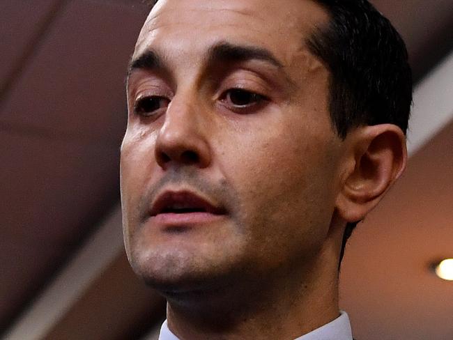 Queensland LNP member for Broadwater David Crisafulli speaks to the media as he arrives for a party room meeting at Parliament House in Brisbane, Monday, June 15, 2020. (AAP Image/Dan Peled) NO ARCHIVING