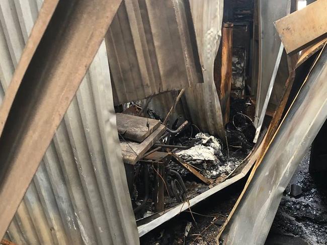 Fire damage within the main building at Rent A Space, Brookvale. Picture: NSW Fire &amp; Rescue