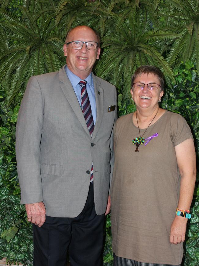 Brisbane City councillor Charles Strunk and Greens candidate Jennifer Jane Mulkearns at the Meet The Candidates night at Richlands