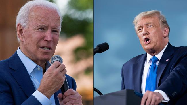 Joe Biden and Donald Trump face off in their first debate today. Picture: AFP.