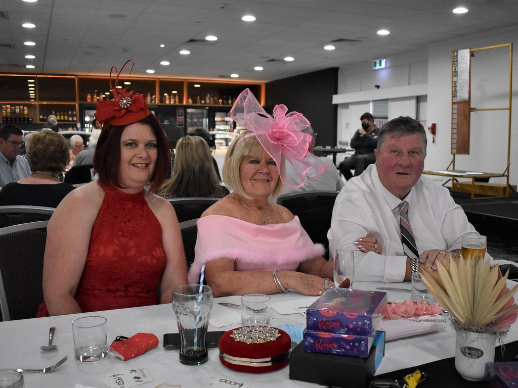 Norm and Rhonda Saintey, Amber Biggs at the Grafton District Services Club 2021 Melbourne Cup Luncheon.