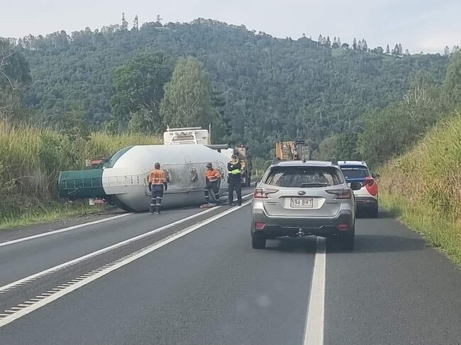 One injured in cement truck rollover on Bruce Hwy