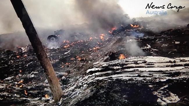 Devastation ... The crash scene of Malaysian Airlines flight MH17. Picture: Supplied