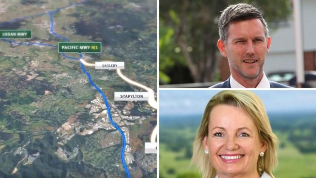 The Coomera Connector route; State Transport Minister Mark Bailey; Federal Environment Minister Sussan Ley.