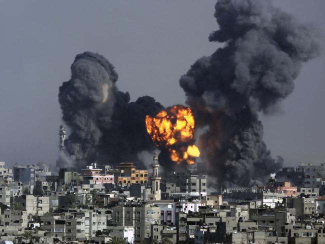 An Israeli strike rise over Gaza City on Tuesday. AP Photo/Hatem Moussa