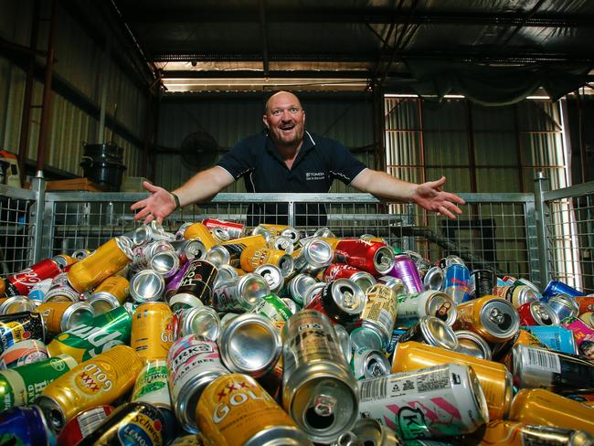 Damien Crook turned over a record 64,000 cans through the TOMRA centre on January 4.Picture GLENN CAMPBELL