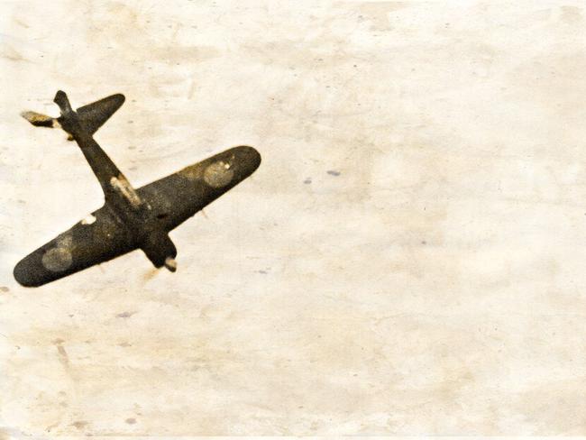 A Japanese “Zeke”, or Zero, fighter falls from the sky. Source: United States National Archives