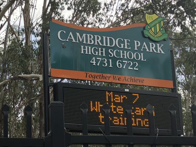 Cambridge Park High School has locked its gates and put up signs insisting students call the front office to be let into the school as part of a "new security protocol".