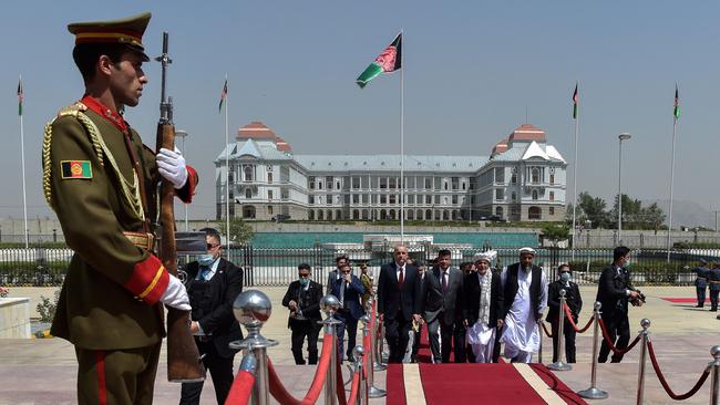 Ashraf Ghani arrives at the Afghan parliament house in August. Picture: