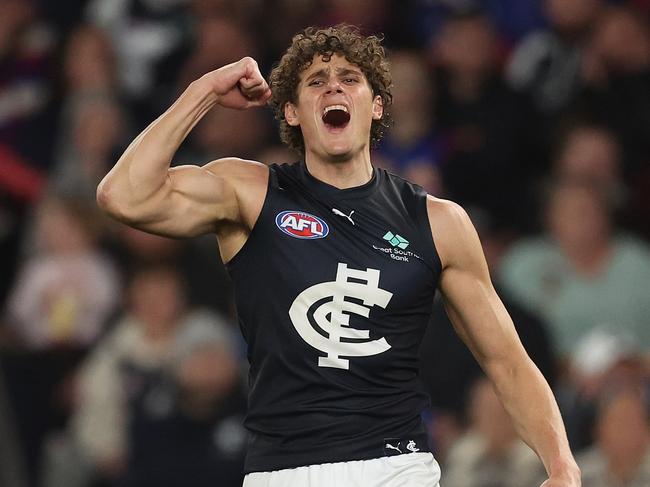 Charlie Curnow spearheads the Falcons forward line. Picture: Robert Cianflone/Getty Images