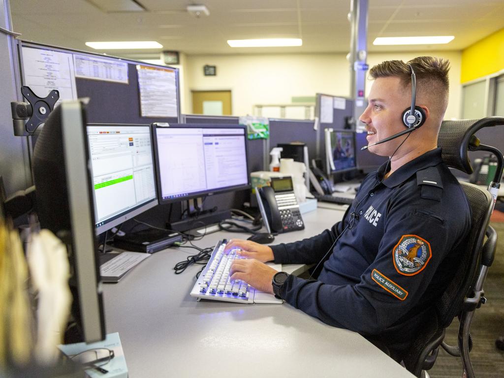 JESCC Police auxiliary call taker Ariel P can answer anywhere up to 15 triple-0 calls an hour. Picture: Floss Adams.