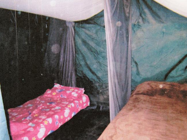 A tent at the Colt incest family farm where brother and sister slept openly together each evening.