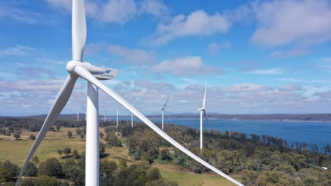 A Goldwind turbine installed at Cattle Hill Wind Farm in Tasmania.