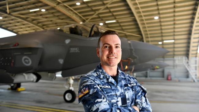 Wing Commander Luke Headley, with an F-35A Lightning II. Picture: Evan Morgan