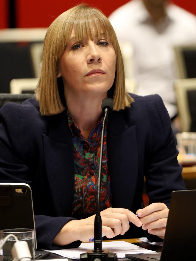 Jo Haylen Minister for Transport pictured during the transport budget estimates hearing at NSW Parliament. Picture: NCA NewsWire / Damian Shaw