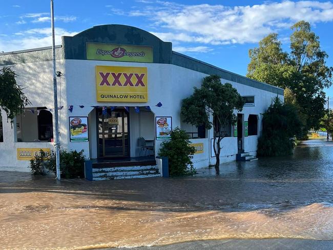 Quinalow pub with flood waters lapping at the doorstep. photo: supplied