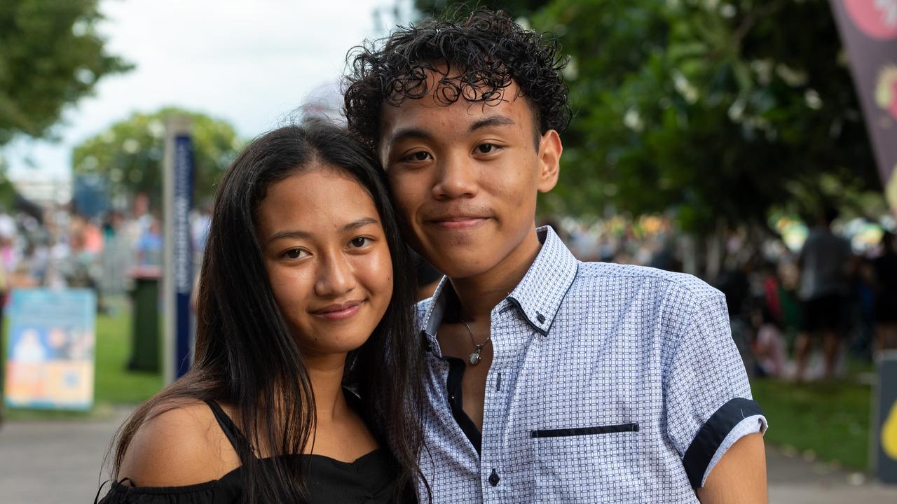 Cookie Corser and Michael Mavotas at Darwin Waterfront on New Year’s Eve 2020. Picture: Che Chorley