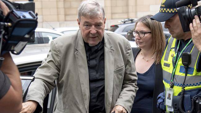 George Pell outside Melbourne’s County Court in 2019. Picture: AP