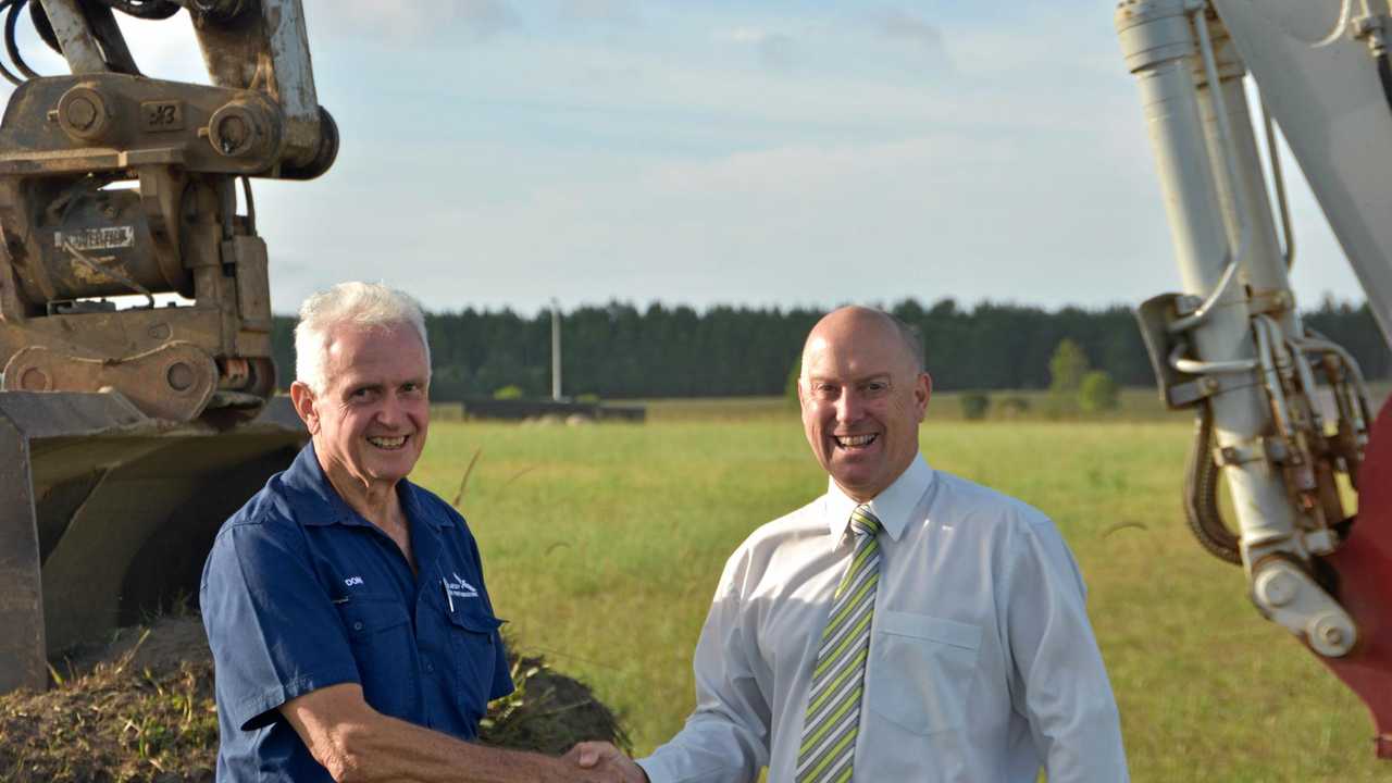 KEY ACQUISITION: Don Pulver from Eniquest Industries (left) with Glen Grimish from CBRE at the company's new site at Sunshine Coast Industrial Park.