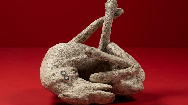 A copy of a cast of a dog, part of the National Museum of Australia’s Pompeii exhibition. Picture: George Serras.