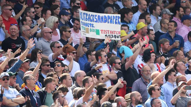 England fans wave off Australia batsman Cameron Bancroft - with pre-made props for the occasion.