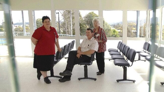 Dominic Bennett (centre), nurse manager Cathryn Osbourne and hospital auxiliary president Joyce Bell enjoy a Maclean Hospital open day in 2011. Picture: Debrah Novak.