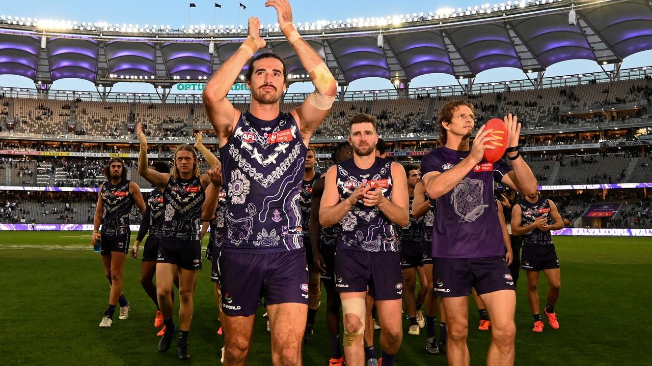 Walyalup (Fremantle) are the giant killers against AFL premiers Geelong at Optus Stadium