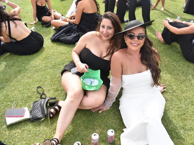 Guests in striking racewear at Penfolds Derby Day at the Flemington Racecourse on Saturday, November 02, 2024: