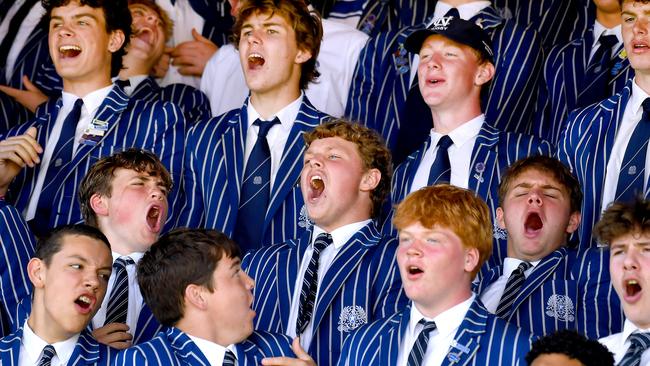 Nudgee college fans at the ground Nudgee College v BSHS in the GPS First XV rugby. Saturday August 20, 2022. Picture, John Gass